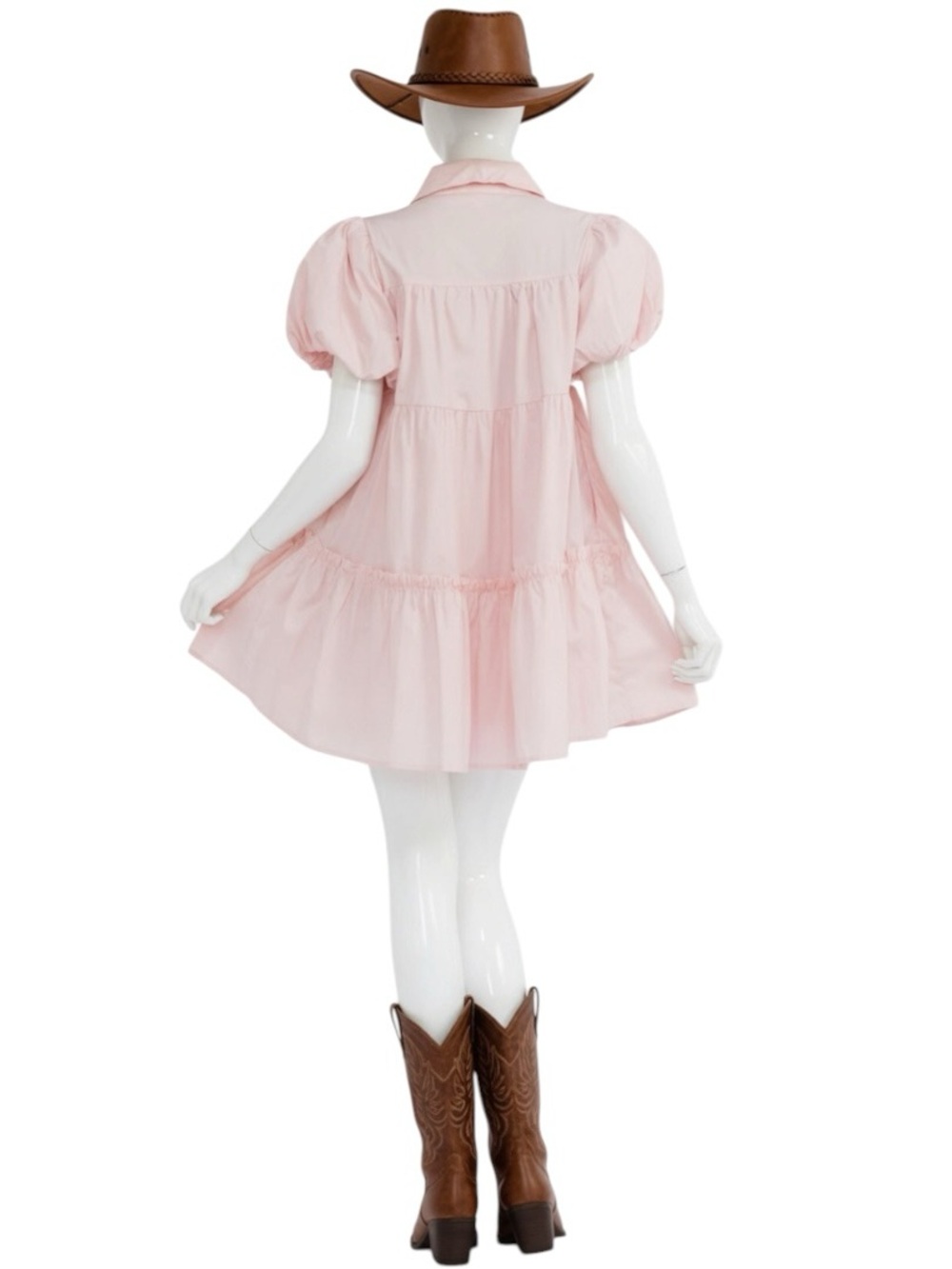 FANTASTIC FAWN baby pink patriotic sequin bear tiered dress S M L - Picture 3 of 5